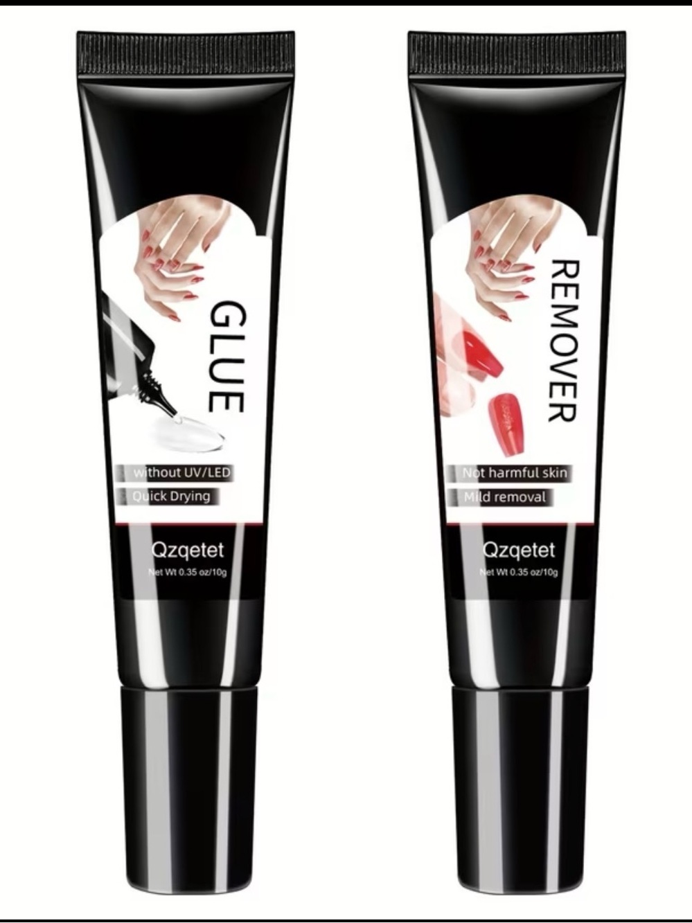 Qzqetet Black Nail Glue & Remover Duo - Black